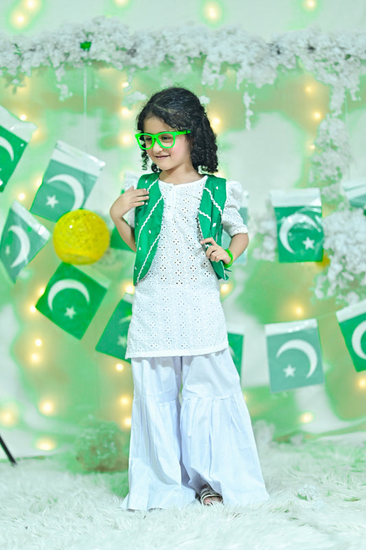 14th August Chikankari 3-Piece Garara Suit For Girls