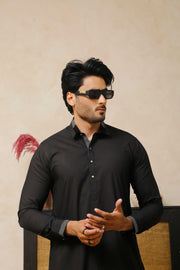 Matt Black Executive Shalwar Kameez – Bold & Sophisticated For Men
