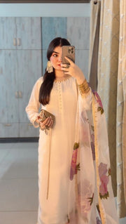 Luxury Embroidered Tassel Silk 3-Piece Suit For Women