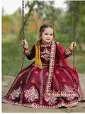 Royal Block Printed Raw Silk Lehenga Choli For Girls