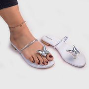 Butterfly Crystal Toe Ring Chappals – Handcrafted Comfort For Women