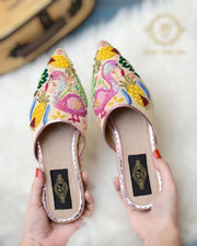 Flamingo Mules with Sequins and Resham Work For Women