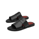 Classic Black Leather Men's Slippers For Men