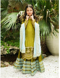 Elegant Soft Raw Silk 3-Piece Suit with Block Printed Lehenga For Girls