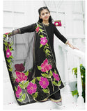 Elegant Soft Raw Silk 3-Piece Suit with Hand-Painted Organza Dupatta For Girls