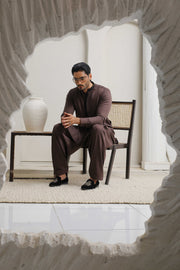 Dark Brown Executive Shalwar Kameez – Refined & Professional For Men