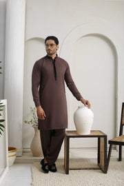 Dark Brown Executive Shalwar Kameez – Refined & Professional For Men
