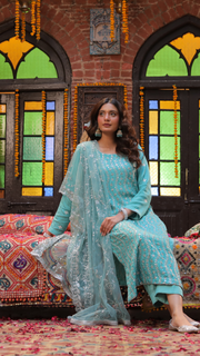 Republic Women’s Whispering Green Silk 3-Piece Sleepwear Set For Women