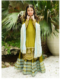 Elegant Soft Raw Silk 3-Piece Suit with Block Printed Lehenga For Girls