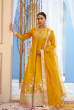 Zarreen Mustard Premium Raw Silk Maxi with Dupatta For Women