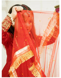 Elegant Block Printed Raw Silk Maxi with Dupatta For Girls