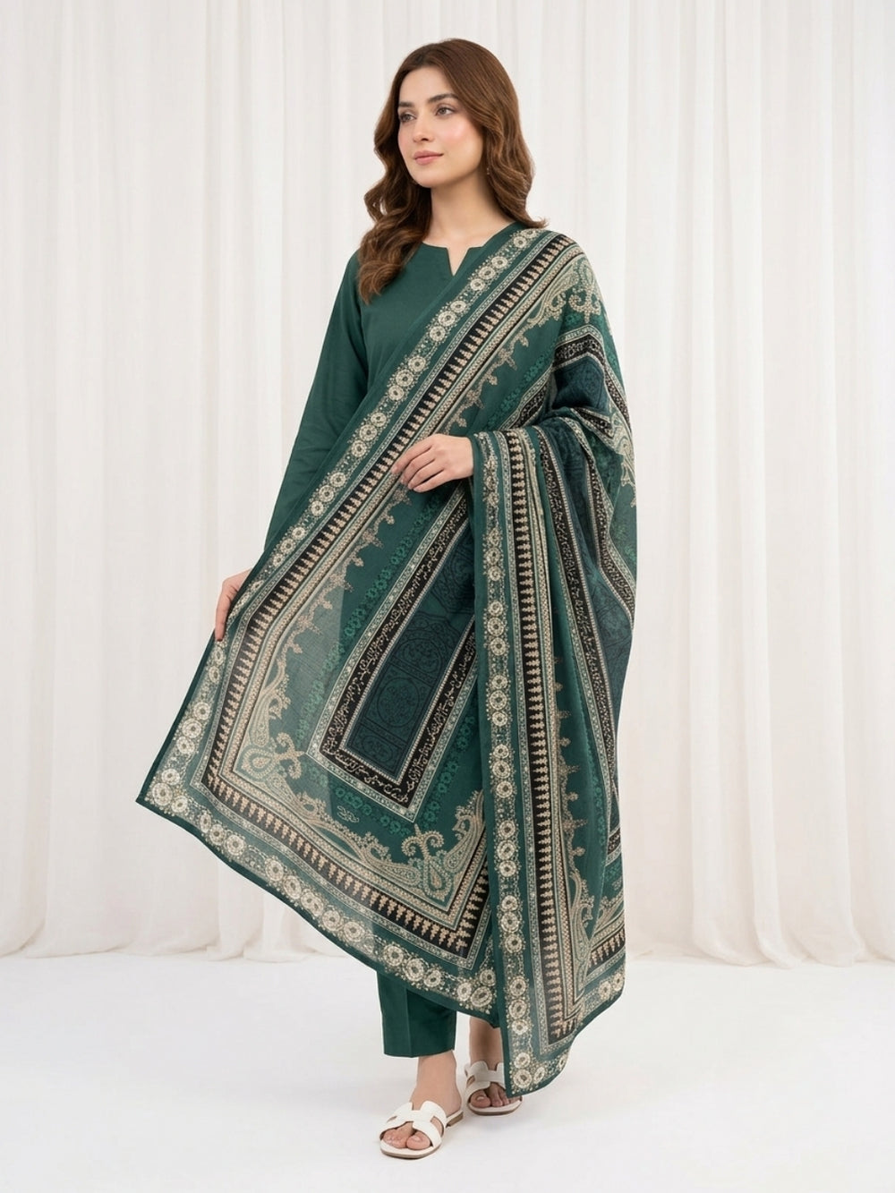 Traditional Printed Poly Lawn Odhni For Women
