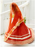 Elegant Block Printed Raw Silk Maxi with Dupatta For Girls