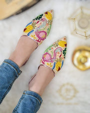 Flamingo Mules with Sequins and Resham Work For Women