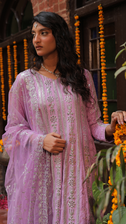 Ethereal Purple Festive Wear 3-Piece Dress For Women