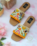 Daisy Multicolored Jute Slides - Handworked with Anchor & Resham Embroidery For Women