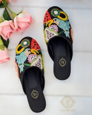 Vibrant Handcrafted Khussa Juties with Glass Beads & Cut Dana For Women