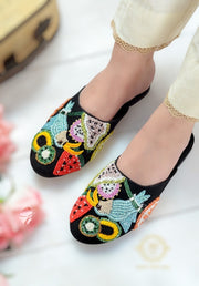 Vibrant Handcrafted Khussa Juties with Glass Beads & Cut Dana For Women
