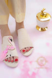 Flamingo Off White Slides - Pearls, Beads, Crystals & Fur Elegance For Women