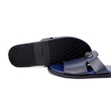 Blue Color Leather Slippers For Men