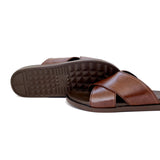 Black & Brown Leather Casual Slippers For Men