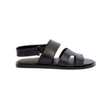 Black Color Leather Sandals For Men