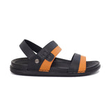 Black & Brown Color Stripe Design Leather Sandals For Men