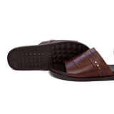 Black/Brown Leather Slippers For Men