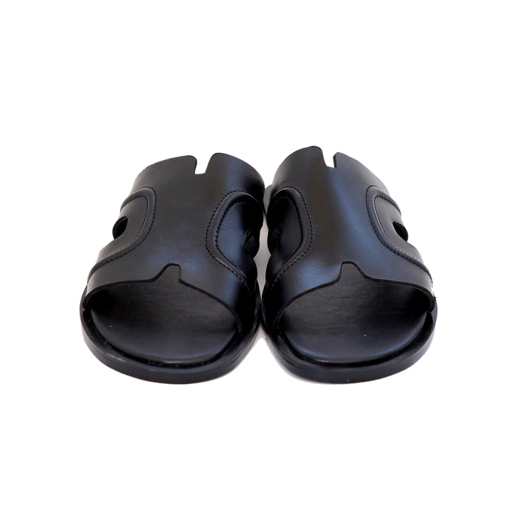Black & Brown Color Leather Slippers For Men