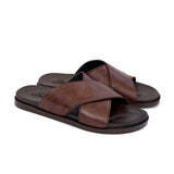 Black & Brown Leather Casual Slippers For Men