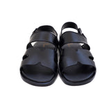 Black Color Leather Sandals For Men