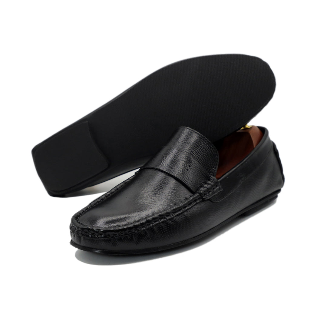 Black Adz Leather Loafers For Men