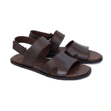Dark-Brown & Mustard Leather Sandals For Men