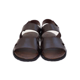 Dark-Brown & Mustard Leather Sandals For Men