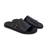 Black/Brown Leather Slippers For Men