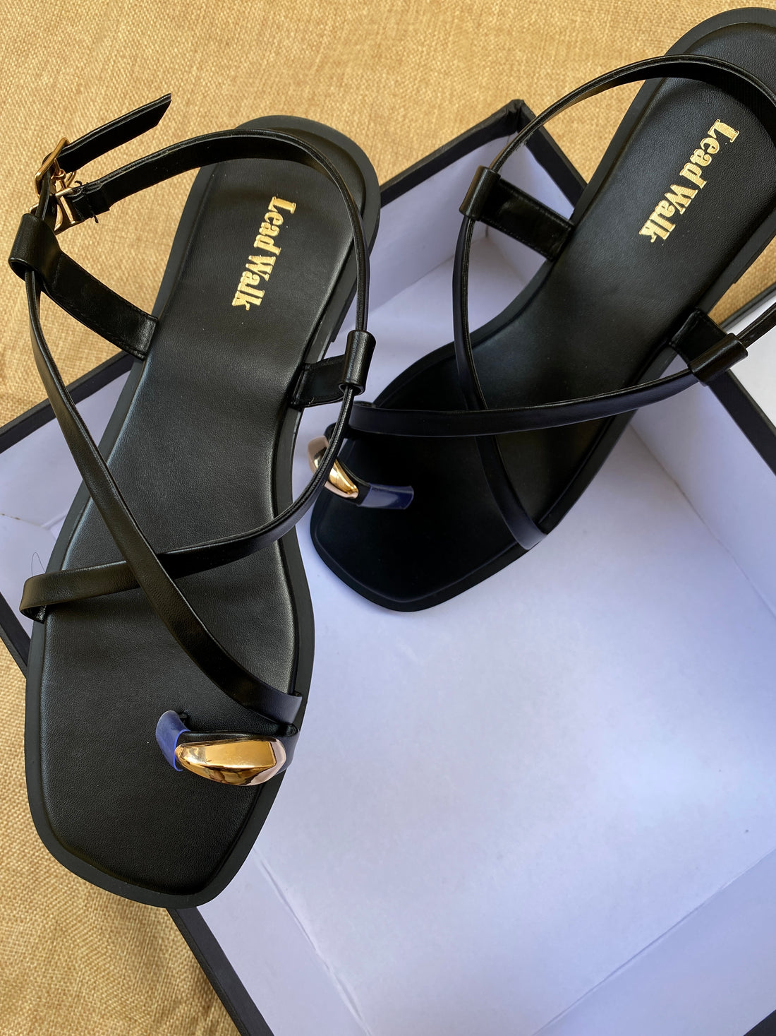 Brown & Black Strappy Toe-Ring Sandals – Stylish & Comfortable Flats For Women