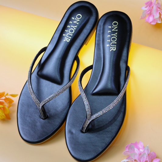 Kiara Black Comfortable Flip-Flops For Women