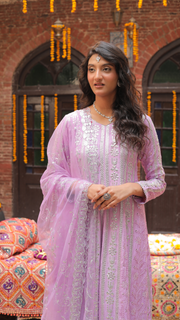 Ethereal Purple Festive Wear 3-Piece Dress For Women