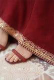 Zeba Maroon Burgundy Velvet Shirt & Sharara with Dupatta For Women