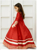 Elegant Block Printed Raw Silk Maxi with Dupatta For Girls