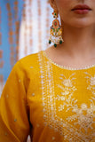 Zarreen Mustard Premium Raw Silk Maxi with Dupatta For Women