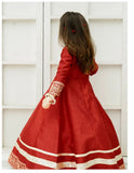 Elegant Block Printed Raw Silk Maxi with Dupatta For Girls