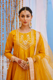 Zarreen Mustard Premium Raw Silk Maxi with Dupatta For Women