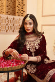 Zeba Maroon Burgundy Velvet Shirt & Sharara with Dupatta For Women