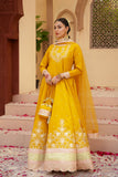 Zarreen Mustard Premium Raw Silk Maxi with Dupatta For Women