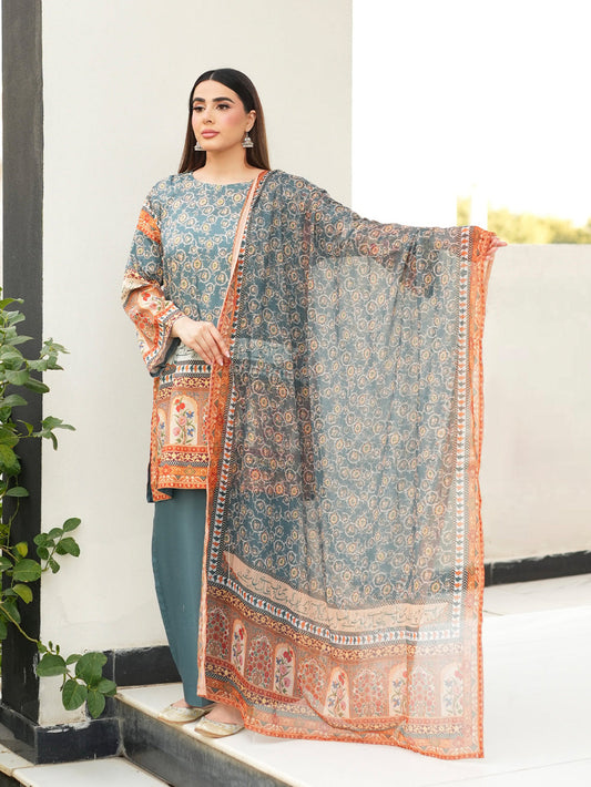Elegant 3-Piece Printed Suit with Dupatta For Women