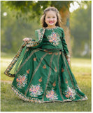Luxury Block Printed Raw Silk Lehenga Choli For Girls