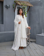 Pearl White – Cotton Silk 3 Piece Suit For Women