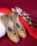 Majestic Gold, Black & White Embroidered Juttis For Women