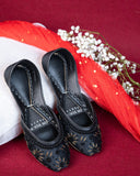 Majestic Gold, Black & White Embroidered Juttis For Women